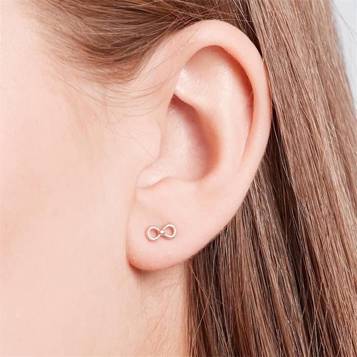 Silver earstuds rose gold-plated infinity