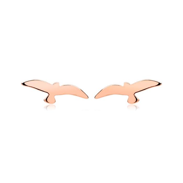 Sterling sterling silver stud earrings rose gold plated bird