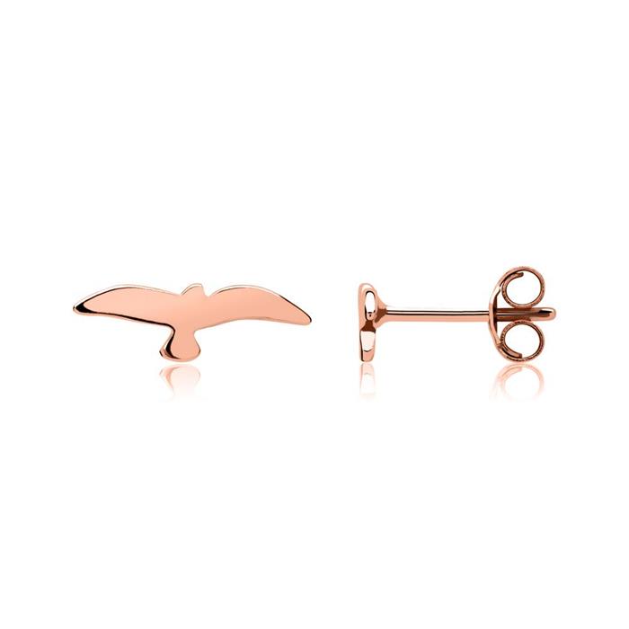 Sterling sterling silver stud earrings rose gold plated bird