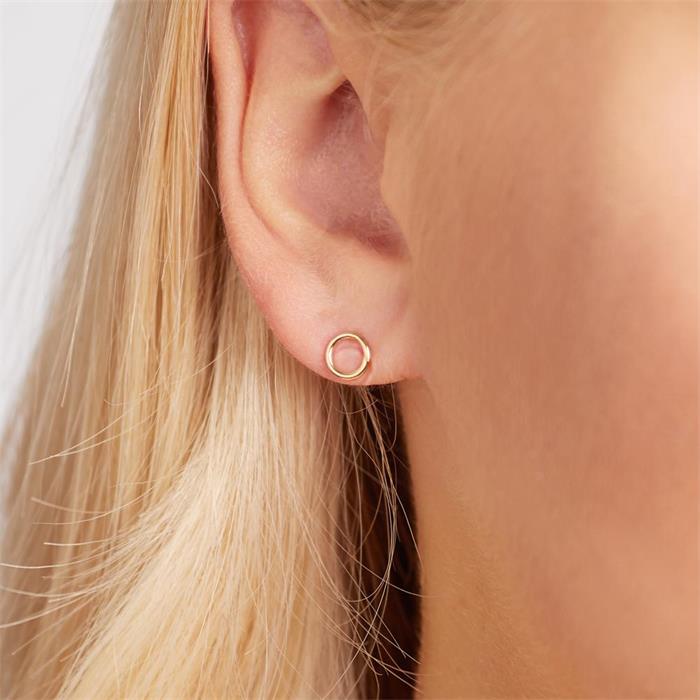 Circle ear studs sterling silver gold plated