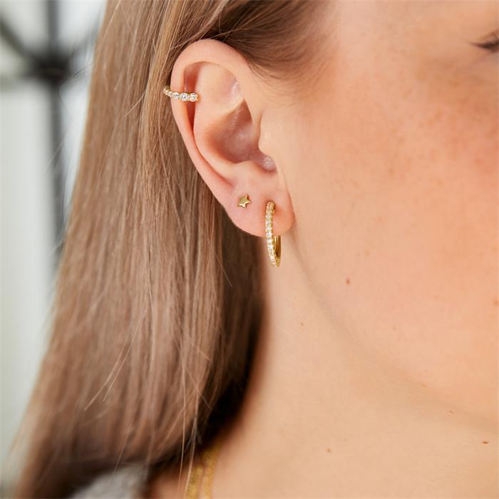 Vergoldete 925er Silber Ear Cuffs f&#xFC;r Damen, Zirkonia