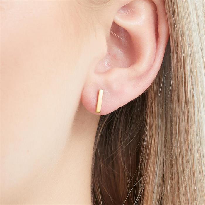 Gold-plated 925 silver chopsticks ear studs