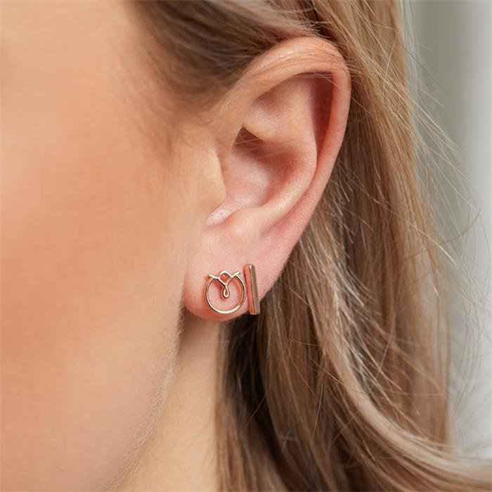 Ladies flower stud earrings in 925 sterling silver, rosé