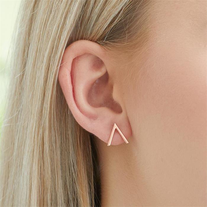Stud earrings v-design in rose gold-plated 925 silver