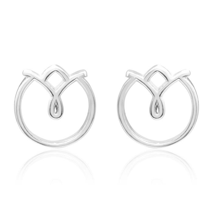 Ladies ear studs flower in sterling silver