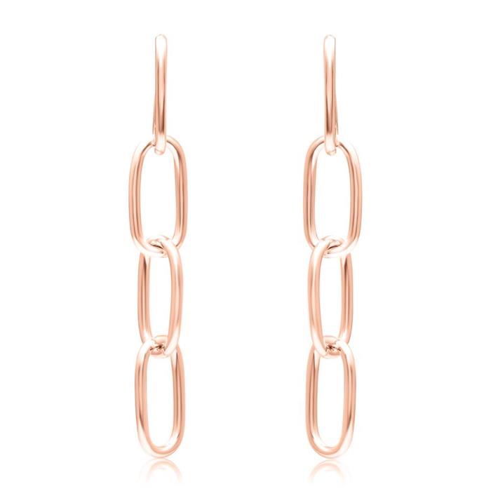 Link stud earrings for ladies in sterling silver, ros&#xE9;