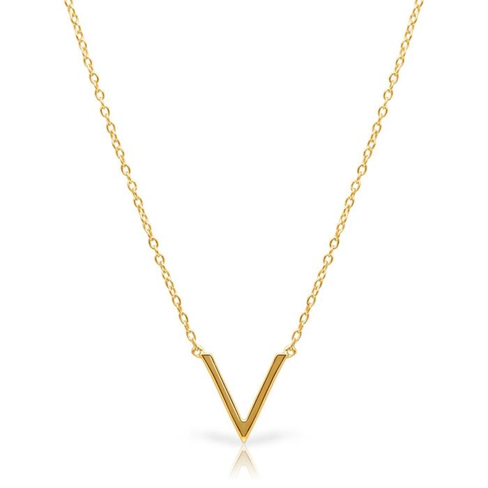 Necklace v-shaped pendant sterling silver gold plated