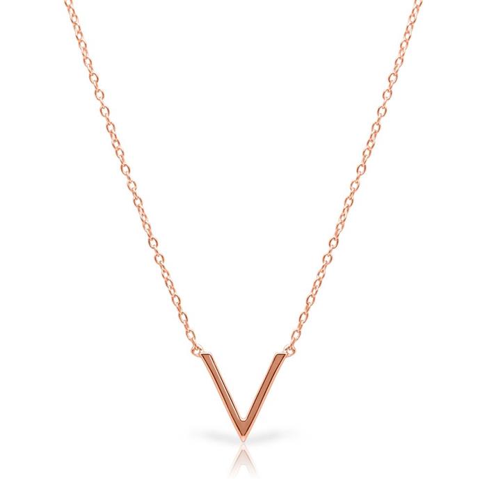 Necklace pendant v-shaped silver rose gold plated