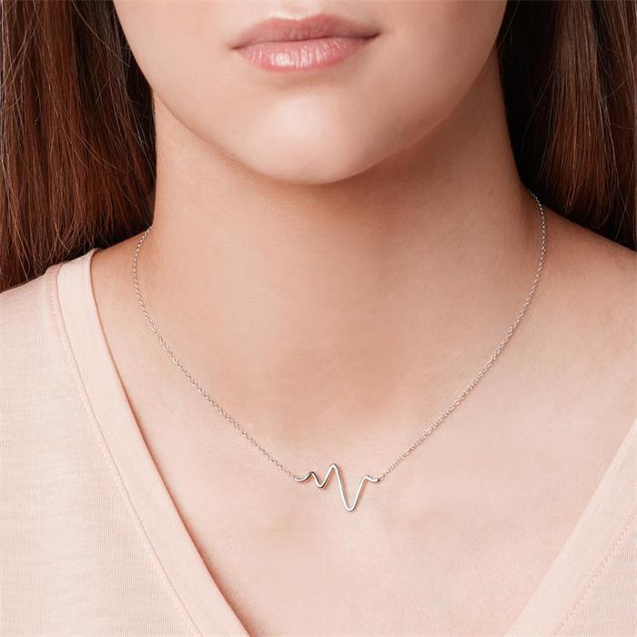 Ketting 925 zilveren gekartelde hanger heartbeat