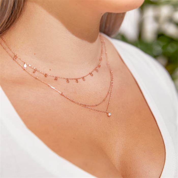 925 silver rosé gold plated necklace with zirconia