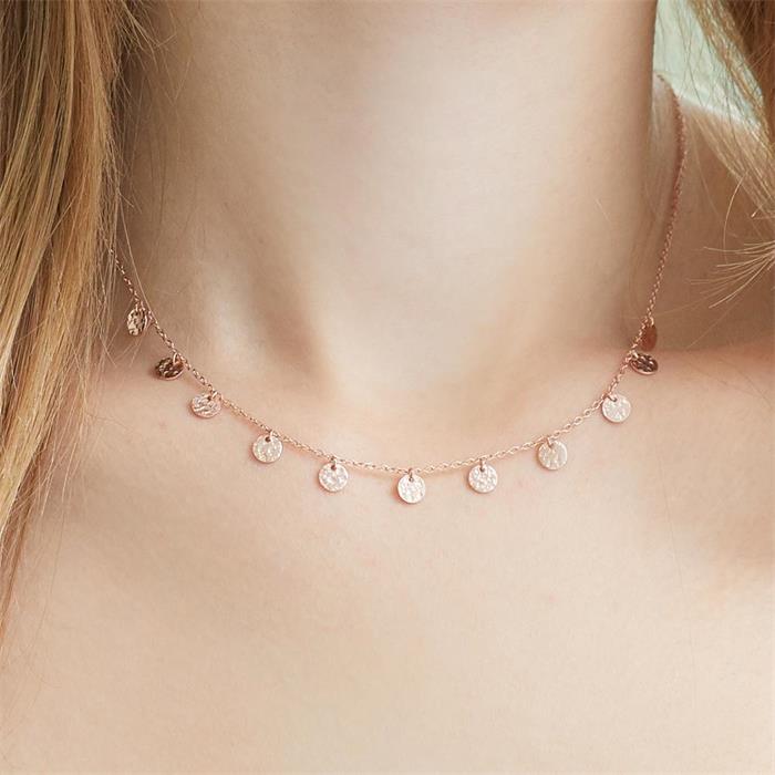 Necklace with round pendants 925 silver rose gold-plated