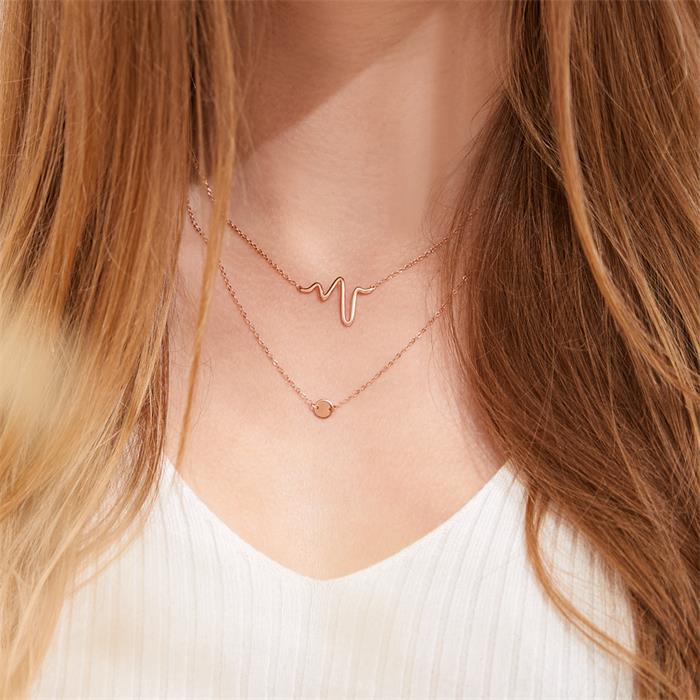 Rose gold plated necklace sterling silver serrated