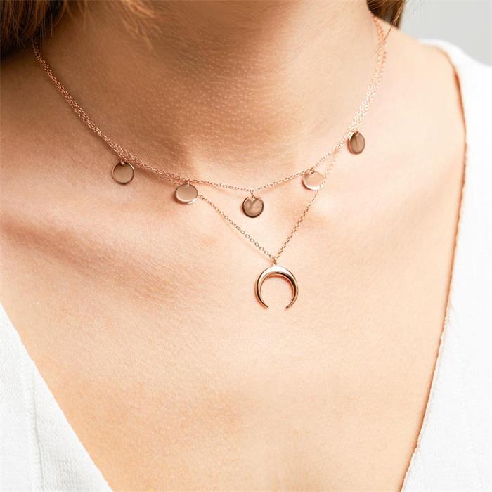 Ketting halve maan in roségoud verguld 925 sterling zilver