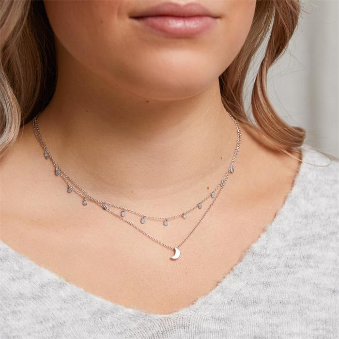 Necklace sterling silver crescent moon chain