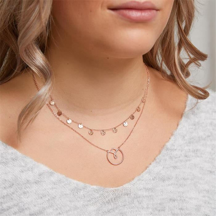 Necklace with round pendants 925 silver rose gold-plated