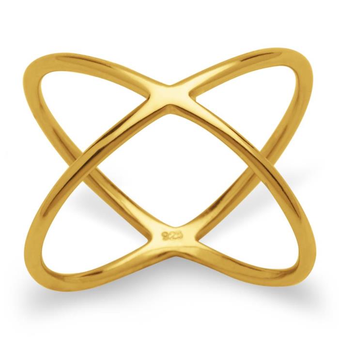 Yellow-gilt x-ring sterling silver