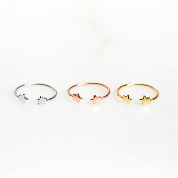 Ring stars in rose gold-plated 925 silver