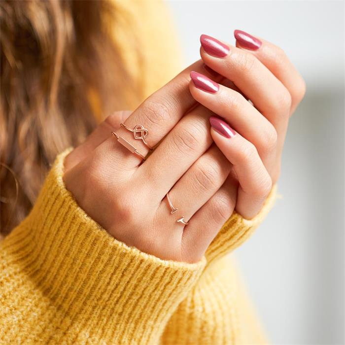 Heart ring in rose gold-plated sterling silver