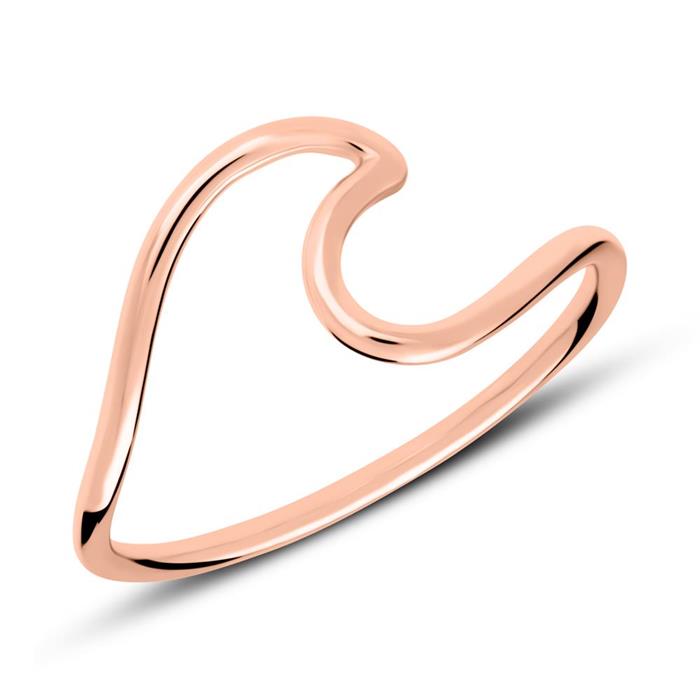 Ring in wave design in 925 silver rose gold-plated