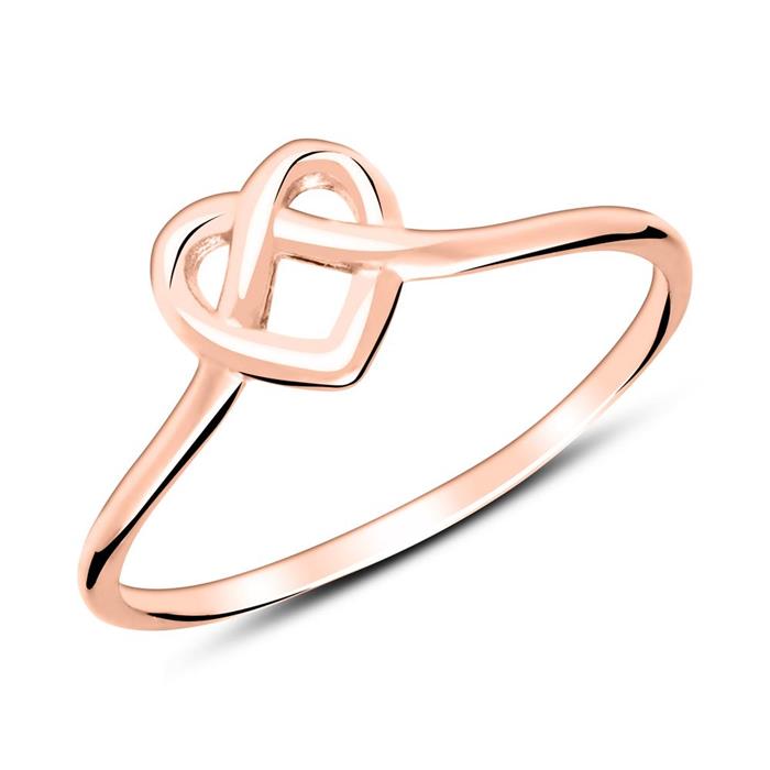 Heart ring in rose gold-plated sterling silver