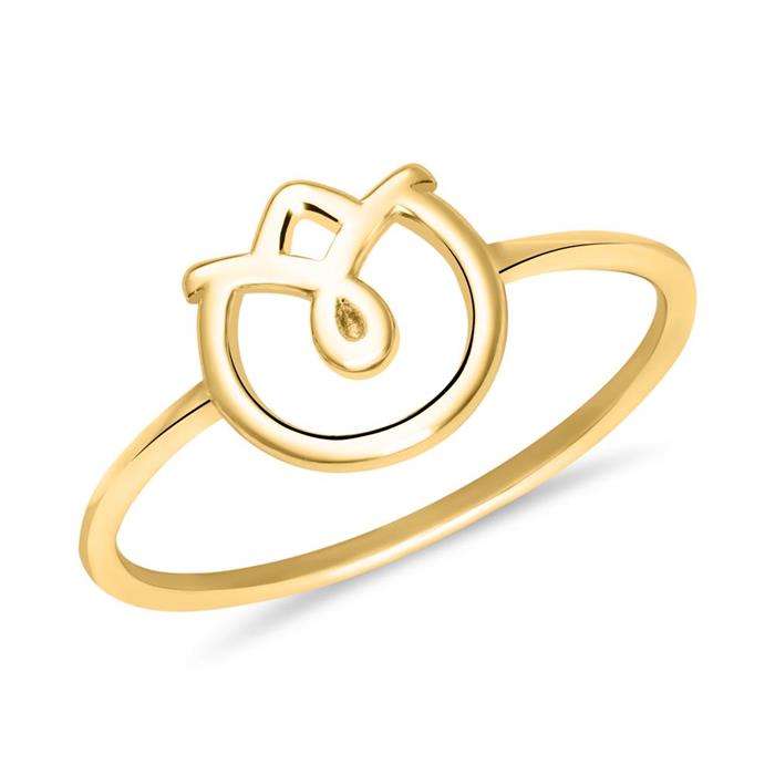 Ladies ring blossom in gold plated 925 sterling silver