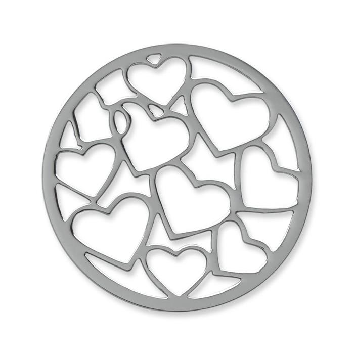 Coin stainless steel hearts silver