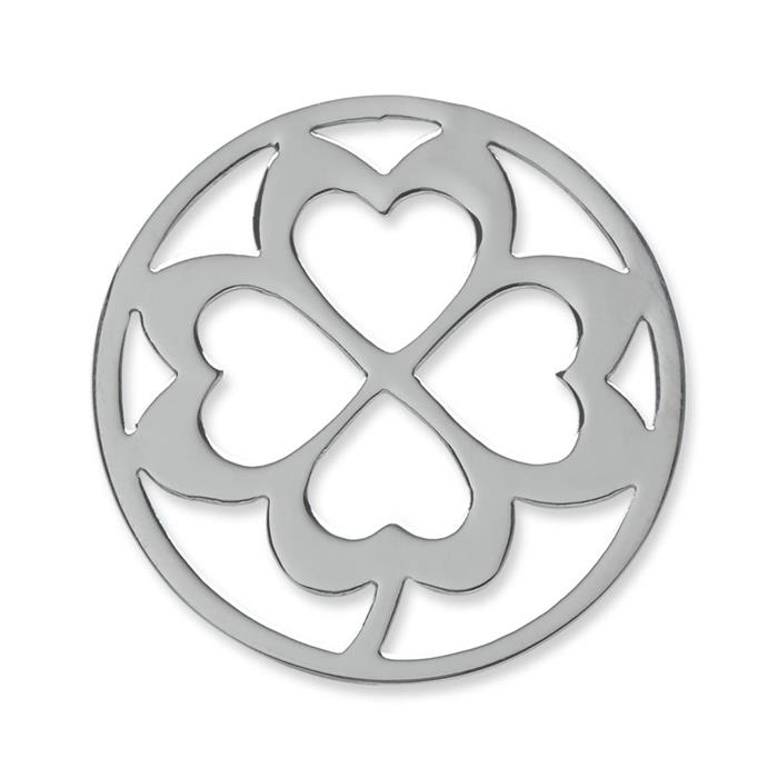 Coin stainless steel cloverleaf silver