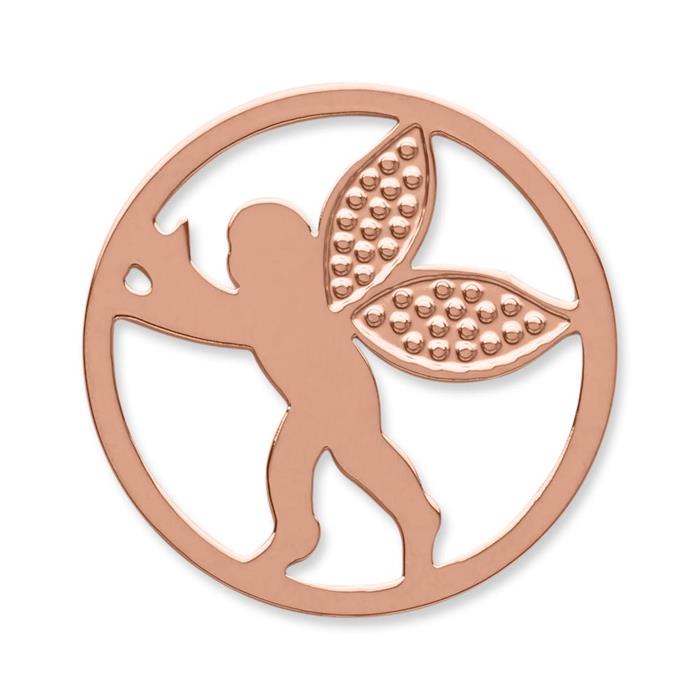 Coin stainless steel angel pink gold