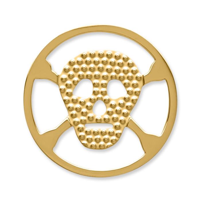 Münze Edelstahl Totenkopf gelbgold