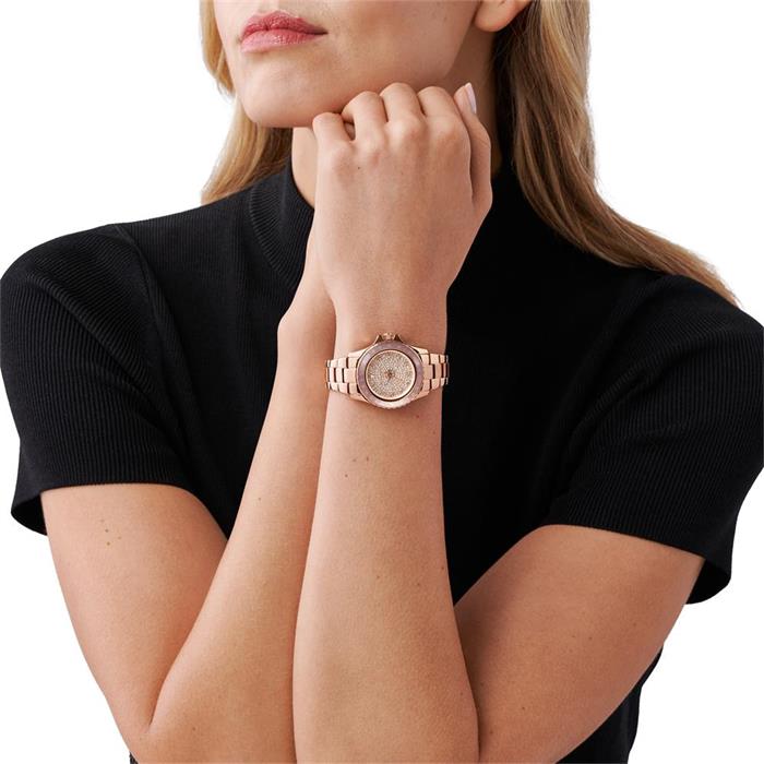 Kenley horloge voor dames in roestvrij staal, roségoud verguld