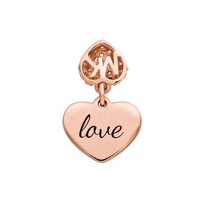 necklace hearts rose gold plated 925 silver zirconia