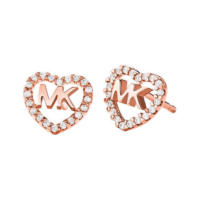 Heart stud earrings in rose gold-plated 925 silver