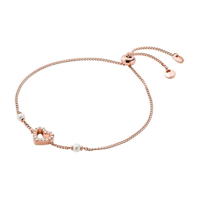 Ladies bracelet heart in 925 silver, rose gold plated
