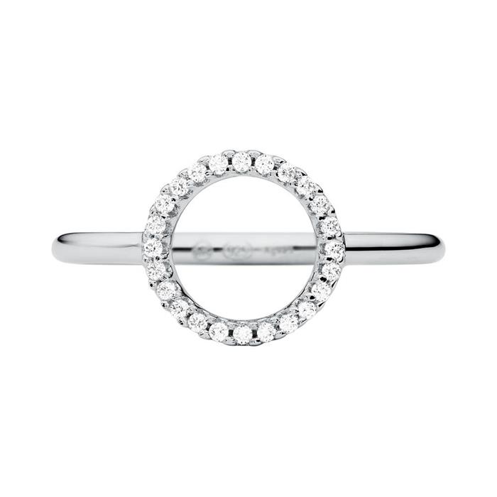 Anillo de plata 925 círculo para mujer con circonita