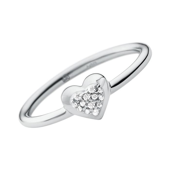 Herzring Premium f&#xFC;r Damen aus 925er Silber, Zirkonia