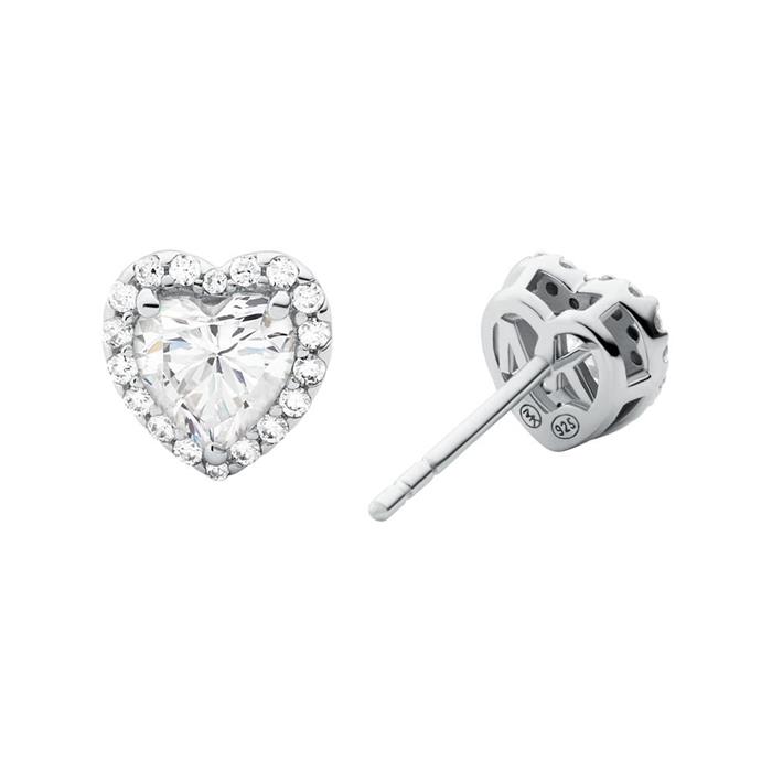 Michael Kors Sterling Silver Heart Stud Earrings With Cubic Zirconia  MKC1519AN040