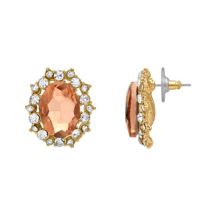 Sparkling statement stud earrings rosa bisutería