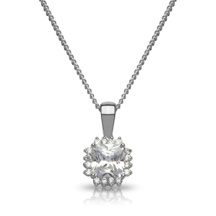 Necklace square pendant clear costuME jewellery