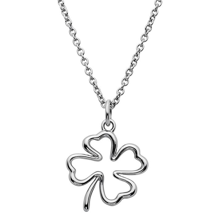 Stainless steel necklace with cloverleaf pendant