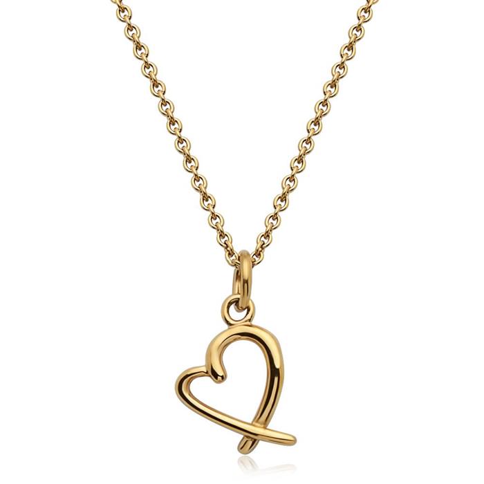 Gold plated stainless steel necklace with heart pendant