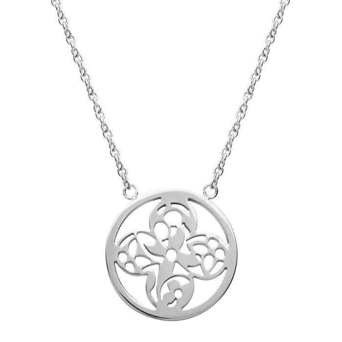 Pendant Flower Pattern Of Stainless Steel Incl. Chain
