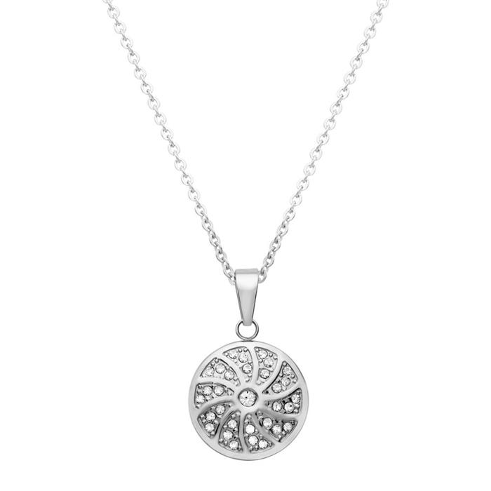 Contemporary stainless steel pendant zirconia with chain