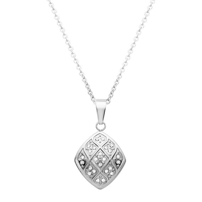 Stainless steel pendant with zirconia incl. chain
