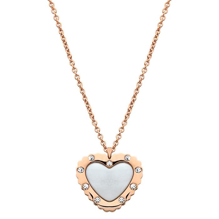 Stainless steel necklace rose gold plated pendant heart
