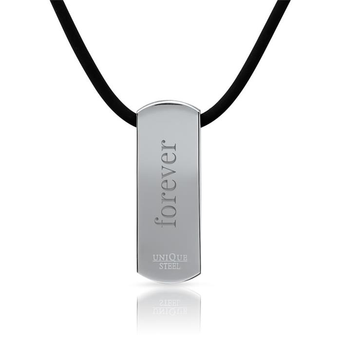 Rubber necklace with stainless steel pendant