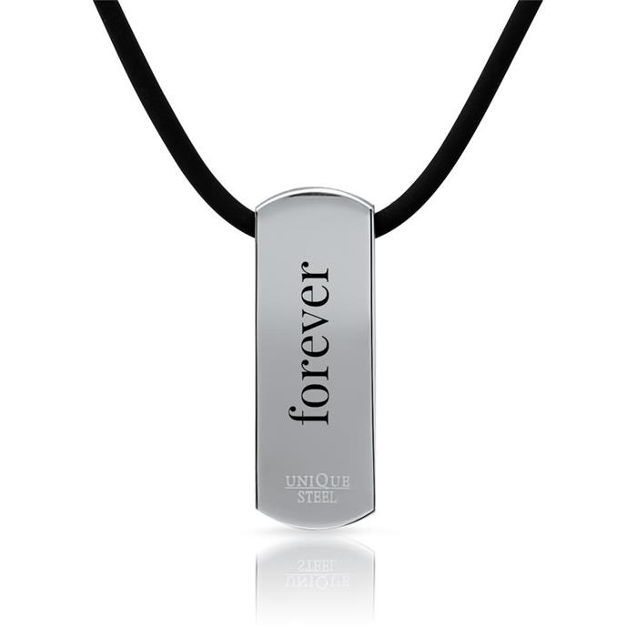 Rubber necklace with stainless steel pendant