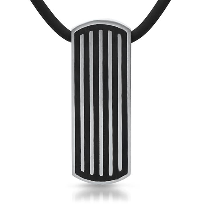 Dark rubber necklace incl. stainless steel pendant