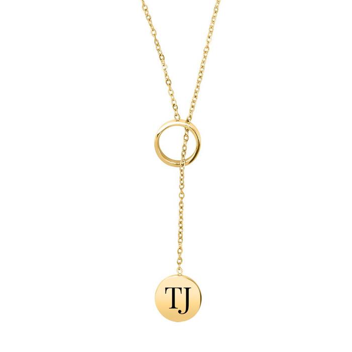 Engravable y-chain made of gold-plated stainless steel