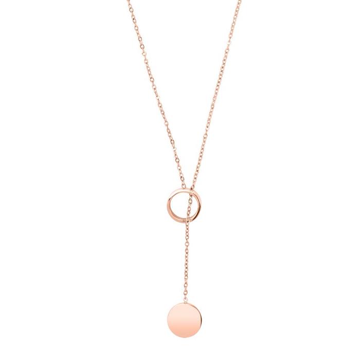 Rose gold-plated stainless steel y-necklace, engravable