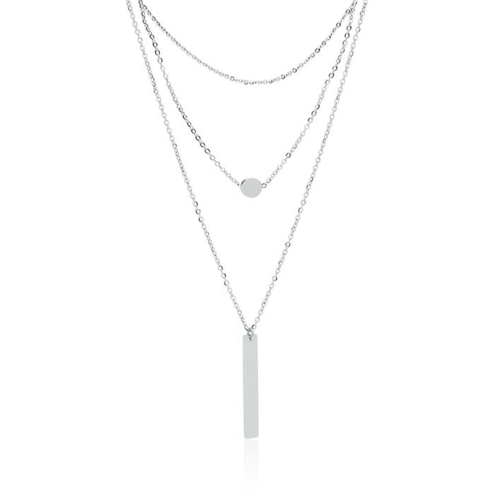 Dreireihige Halskette aus Edelstahl, gravierbar